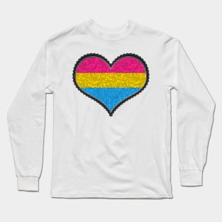 Elegant Pansexual Pride Decorative Heart in Pride Flag Colors Long Sleeve T-Shirt